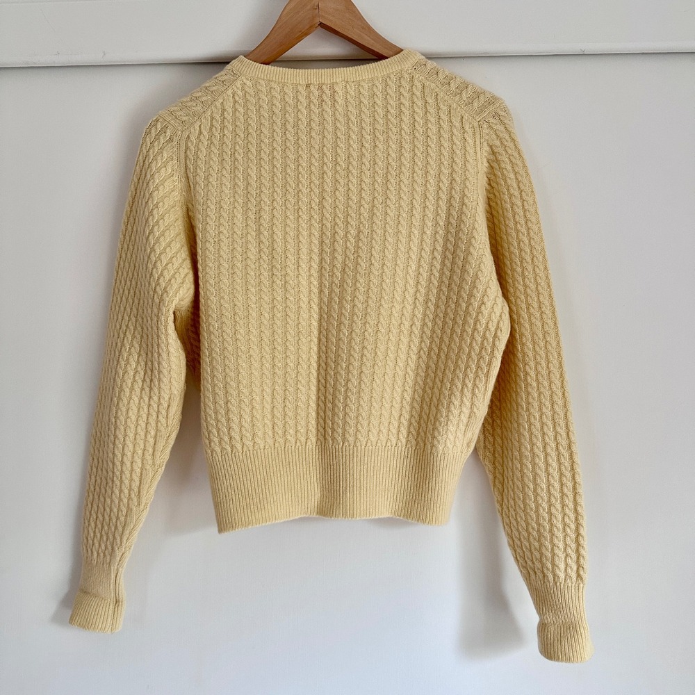 N.Peal London Yellow 100% Cashmere Cable Knit Cardigan Made in Scotland M - Picture 9 of 10